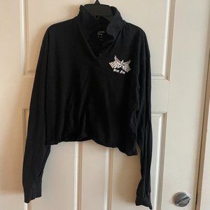 BLACK LONG SLEEVE CROP TOP XL